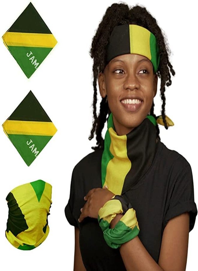 SUNRIBE Jamaica Flag Bandana Rasta Headwrap for Men & Women - Caribbean Pride Scarf, Headband, Festival Accessory, Reggae Colors, Multi-Way Wear for Carnival, Parties & Travel - Image 2